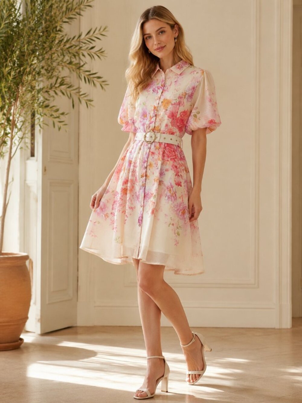 Pink Floral Mini Dress